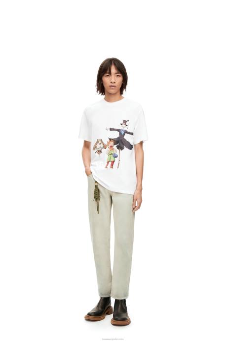 Loewe hombres camiseta heen, markl y cabeza de nabo de algodón LP64831 blanco
