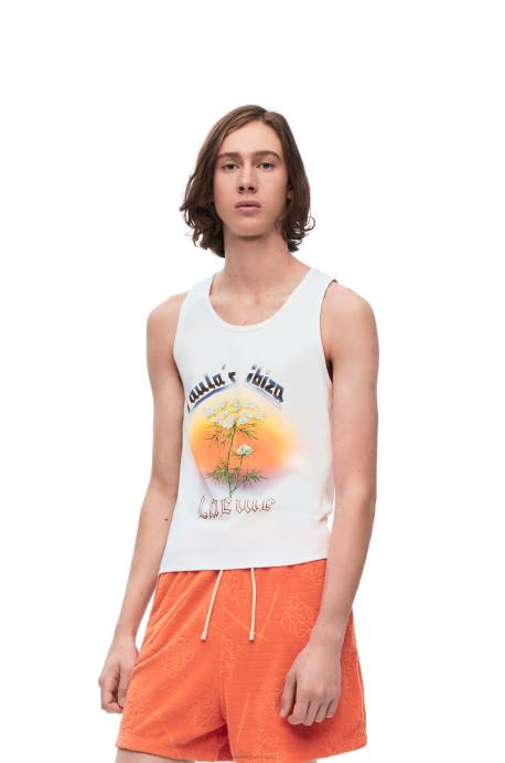 Loewe hombres camiseta sin mangas hinojo de algodón LP64782 blanco/multicolor