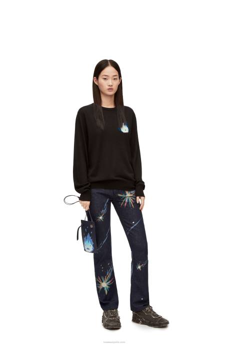 Loewe hombres jersey calcifer de lana LP641025 negro