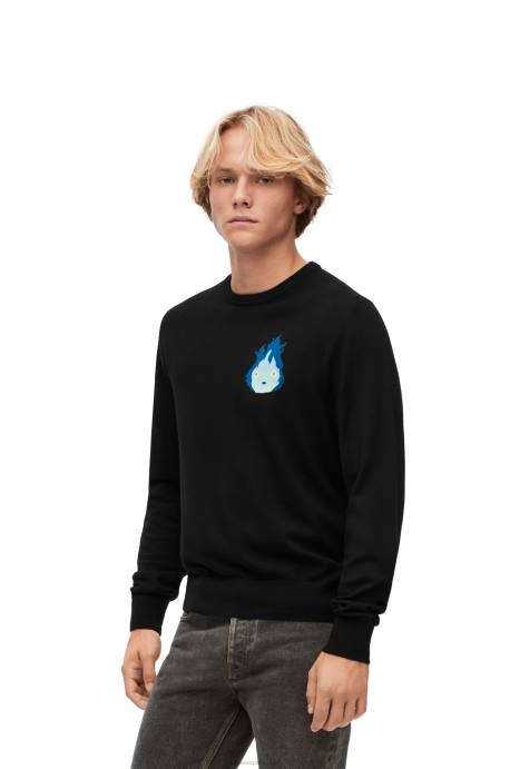 Loewe hombres jersey calcifer de lana LP641025 negro