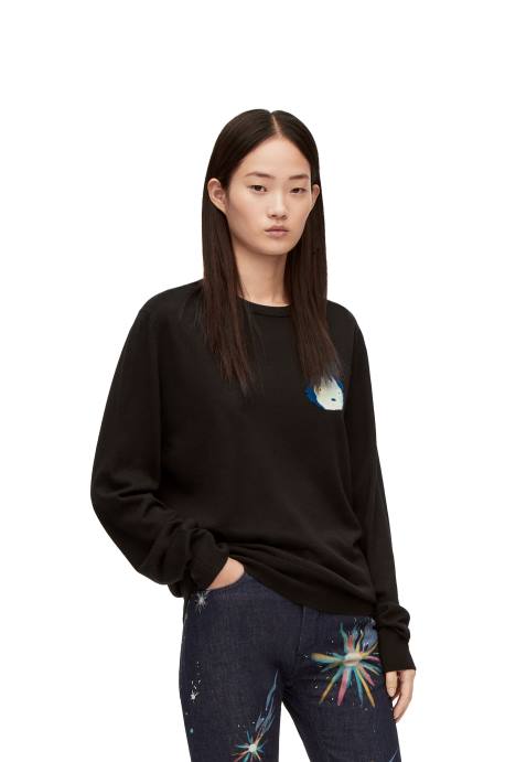 Loewe hombres jersey calcifer de lana LP641025 negro