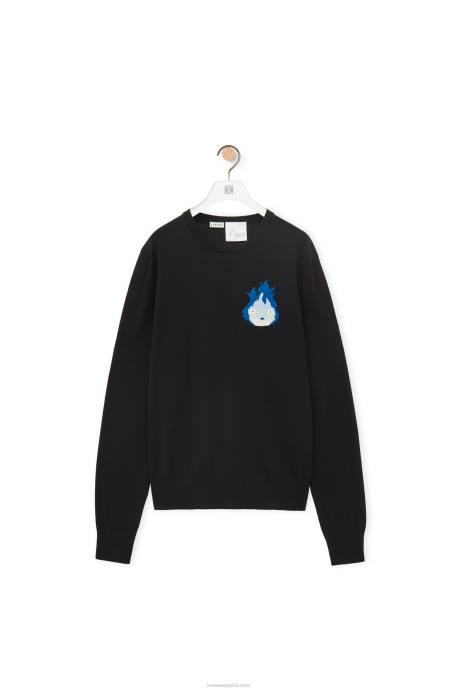 Loewe hombres jersey calcifer de lana LP641025 negro