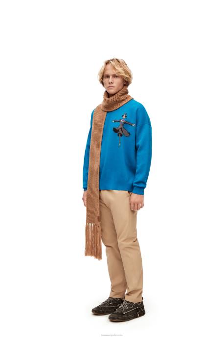 Loewe hombres jersey de lana con cabeza de nabo LP641026 azul cerúleo