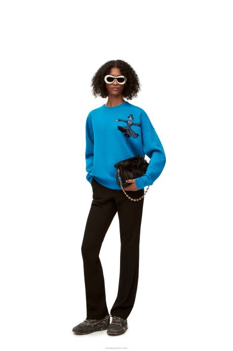 Loewe hombres jersey de lana con cabeza de nabo LP641026 azul cerúleo