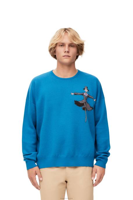 Loewe hombres jersey de lana con cabeza de nabo LP641026 azul cerúleo