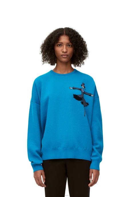 Loewe hombres jersey de lana con cabeza de nabo LP641026 azul cerúleo
