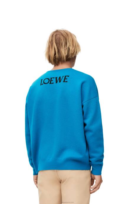 Loewe hombres jersey de lana con cabeza de nabo LP641026 azul cerúleo