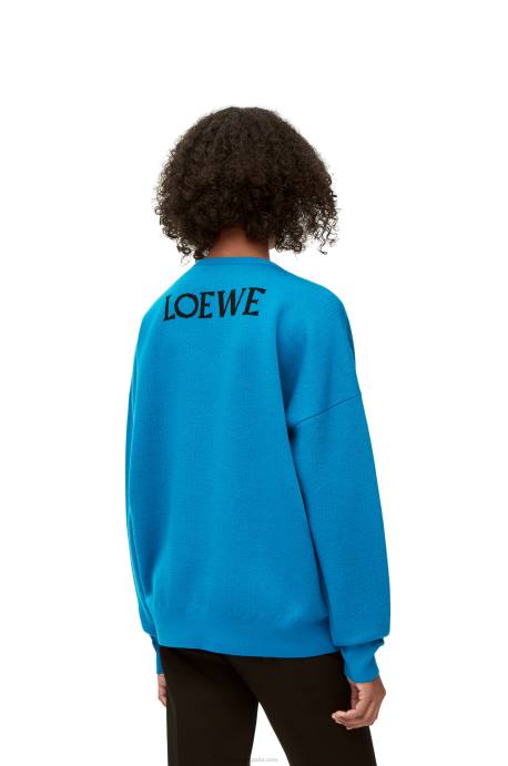 Loewe hombres jersey de lana con cabeza de nabo LP641026 azul cerúleo