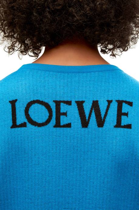 Loewe hombres jersey de lana con cabeza de nabo LP641026 azul cerúleo