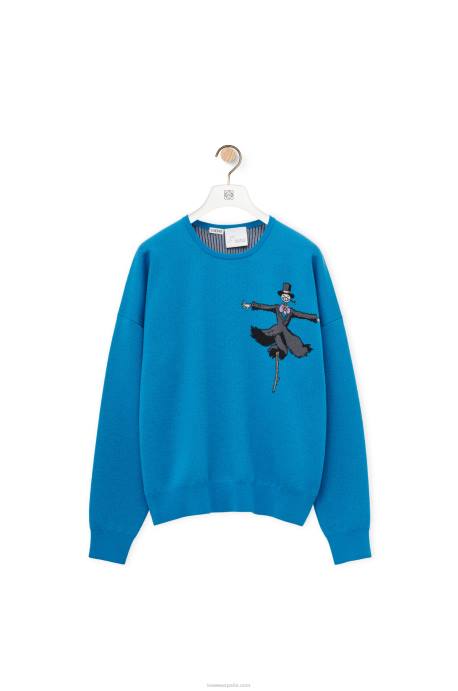Loewe hombres jersey de lana con cabeza de nabo LP641026 azul cerúleo