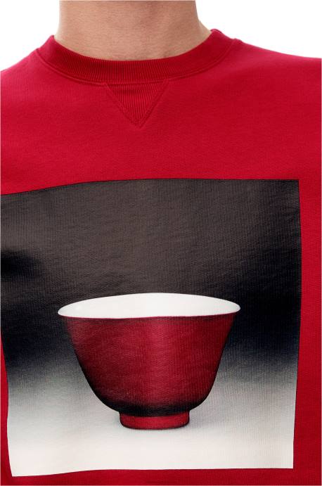 Loewe hombres sudadera con estampado de cerámica en algodón LP64817 rojo