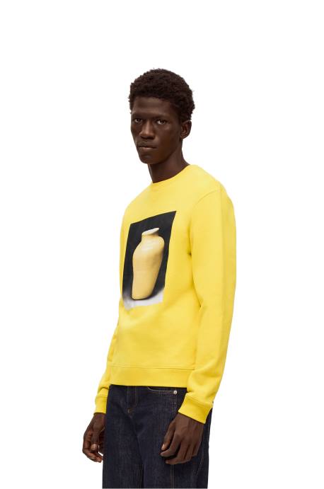 Loewe hombres sudadera con estampado de cerámica en algodón LP64818 amarillo