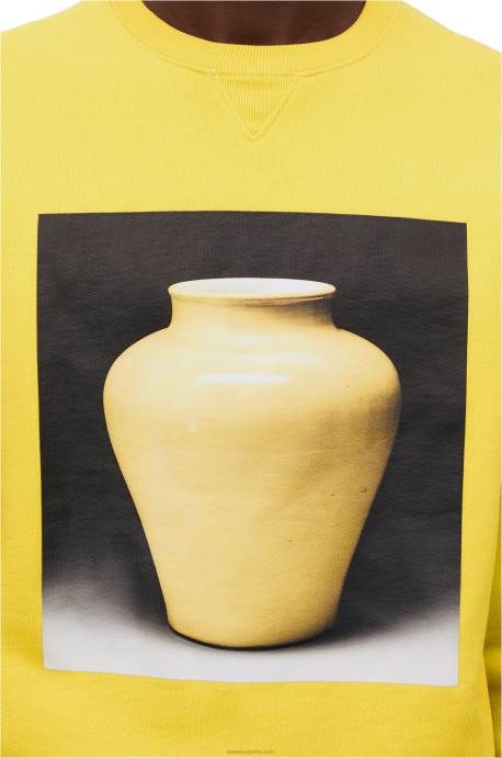 Loewe hombres sudadera con estampado de cerámica en algodón LP64818 amarillo
