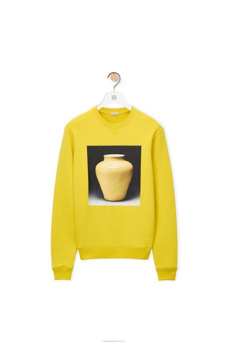 Loewe hombres sudadera con estampado de cerámica en algodón LP64818 amarillo