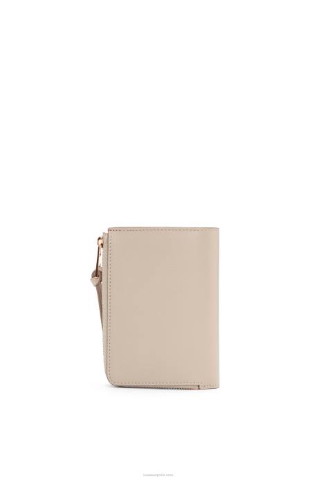 Loewe mujer Cartera fina Fish con cremallera en piel de becerro clásica LP641302 avena ligera