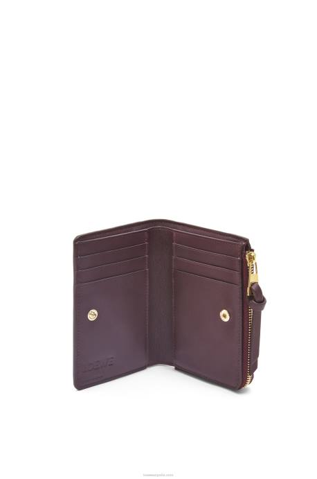 Loewe mujer Cartera fina Octopus de piel de becerro clásica con cremallera LP641303 ciruela pasa