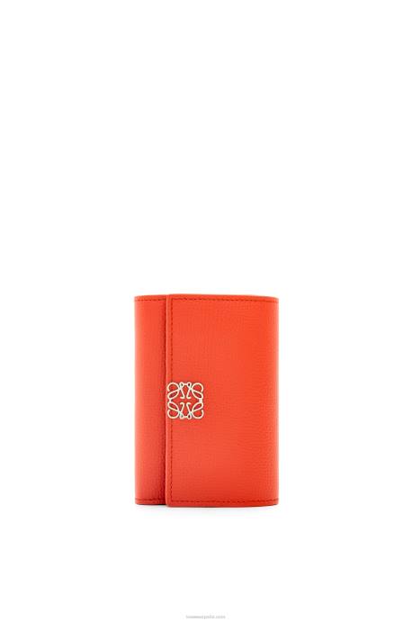 Loewe mujer Cartera vertical pequeña Anagram de piel de becerro granulada LP641205 amanecer naranja