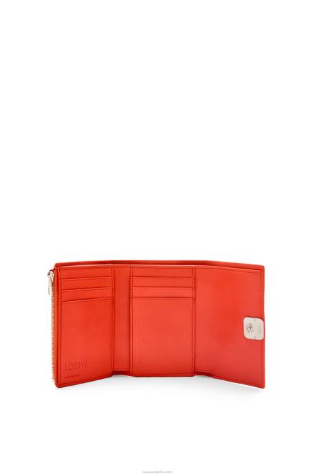 Loewe mujer Cartera vertical pequeña Anagram de piel de becerro granulada LP641205 amanecer naranja