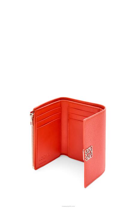 Loewe mujer Cartera vertical pequeña Anagram de piel de becerro granulada LP641205 amanecer naranja