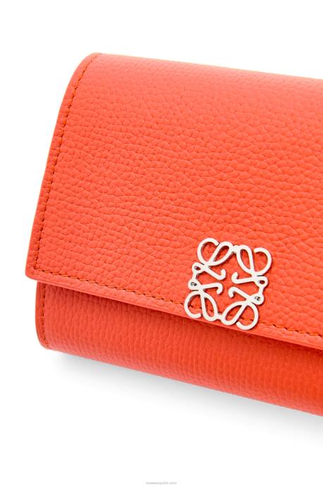 Loewe mujer Cartera vertical pequeña Anagram de piel de becerro granulada LP641205 amanecer naranja
