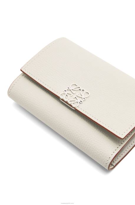 Loewe mujer Cartera vertical pequeña Anagram de piel de becerro granulada LP641218 fantasma de luz