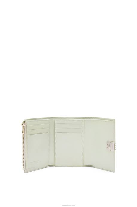 Loewe mujer Cartera vertical pequeña Anagram de piel de becerro granulada LP641234 celadón claro
