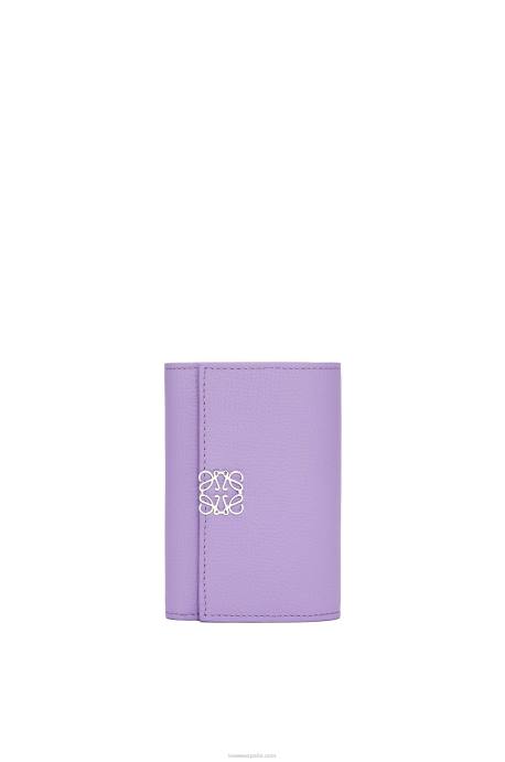 Loewe mujer Cartera vertical pequeña Anagram de piel de becerro granulada LP641237 malva claro