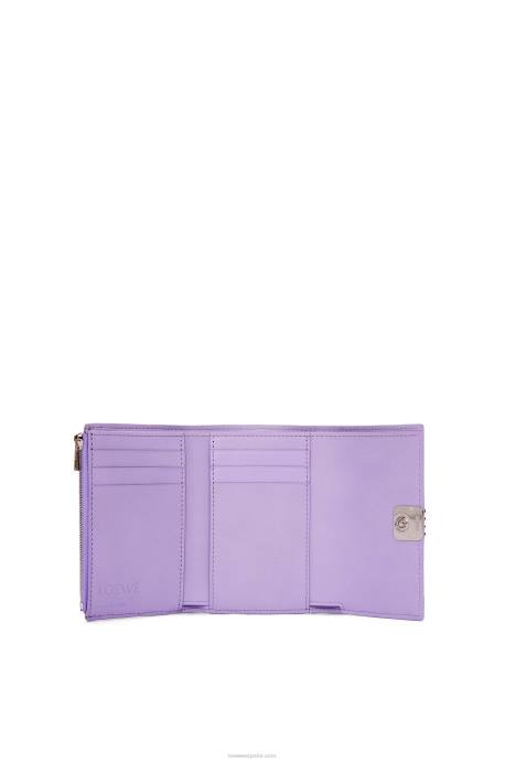 Loewe mujer Cartera vertical pequeña Anagram de piel de becerro granulada LP641237 malva claro