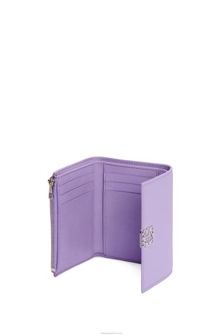 Loewe mujer Cartera vertical pequeña Anagram de piel de becerro granulada LP641237 malva claro