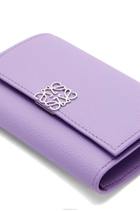 Loewe mujer Cartera vertical pequeña Anagram de piel de becerro granulada LP641237 malva claro