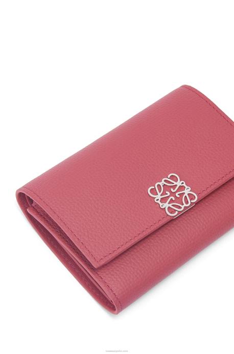 Loewe mujer Cartera vertical pequeña Anagram de piel de becerro granulada LP641240 ciruela