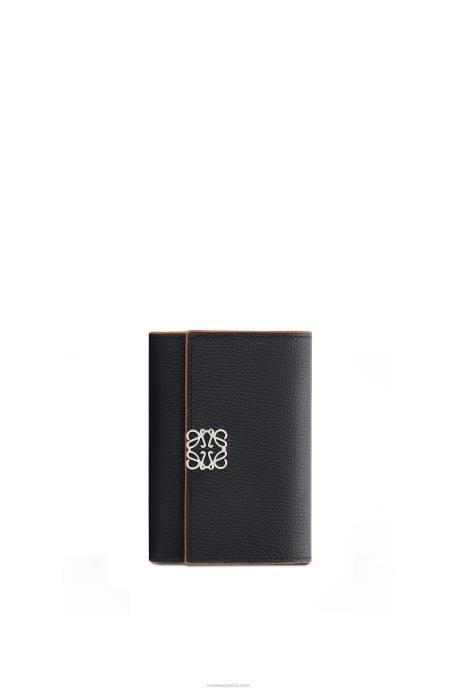 Loewe mujer Cartera vertical pequeña Anagram de piel de becerro granulada LP641246 negro