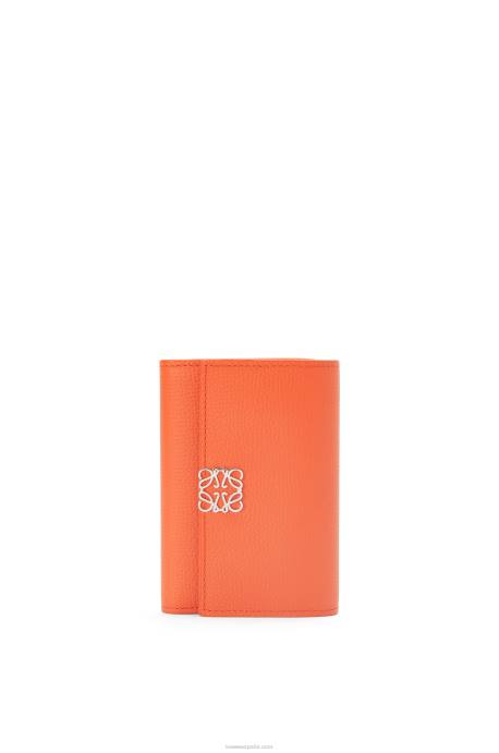 Loewe mujer Cartera vertical pequeña Anagram de piel de becerro granulada LP641292 naranja