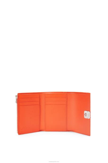 Loewe mujer Cartera vertical pequeña Anagram de piel de becerro granulada LP641292 naranja