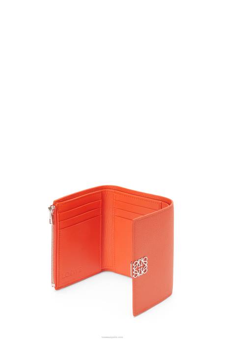 Loewe mujer Cartera vertical pequeña Anagram de piel de becerro granulada LP641292 naranja