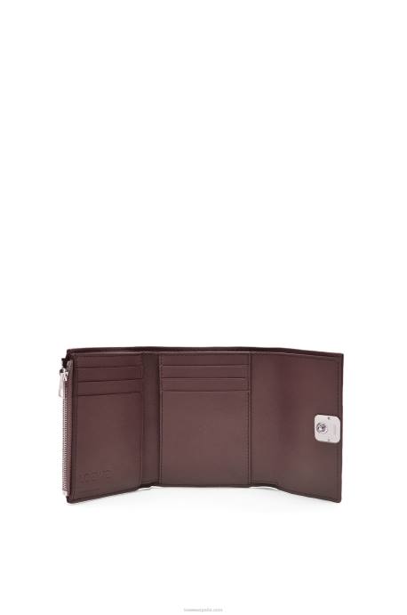Loewe mujer Cartera vertical pequeña Anagram de piel de becerro granulada LP641297 borgoña
