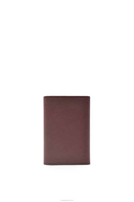 Loewe mujer Cartera vertical pequeña Anagram de piel de becerro granulada LP641297 borgoña