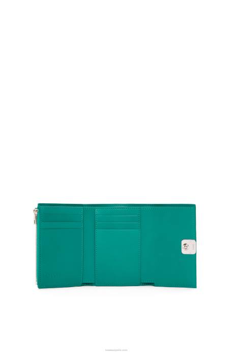 Loewe mujer Cartera vertical pequeña Anagram de piel de becerro granulada LP641318 verde esmeralda