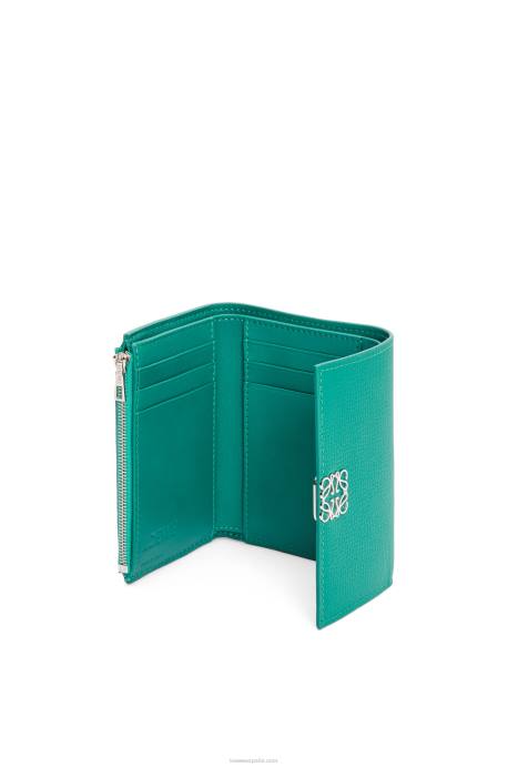 Loewe mujer Cartera vertical pequeña Anagram de piel de becerro granulada LP641318 verde esmeralda