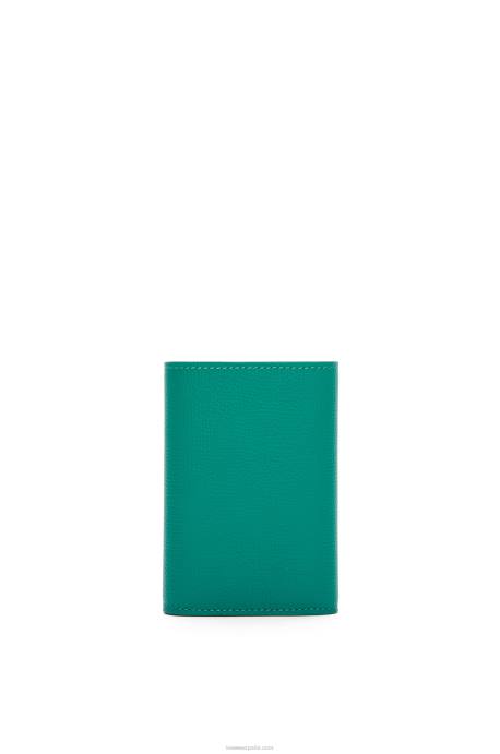 Loewe mujer Cartera vertical pequeña Anagram de piel de becerro granulada LP641318 verde esmeralda