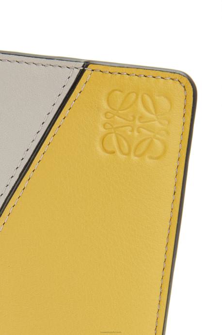 Loewe mujer billetera plegable delgada puzzle en becerro clásico LP641263 fantasma/flor de durazno