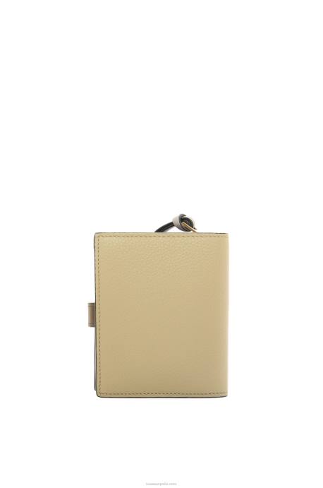 Loewe mujer cartera compacta con cremallera de suave piel de becerro granulada LP641211 verde salvia/verde caqui oscuro