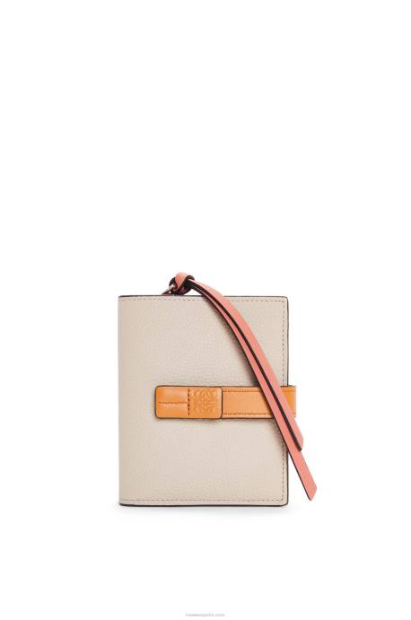 Loewe mujer cartera compacta con cremallera de suave piel de becerro granulada LP641222 avena ligera/miel
