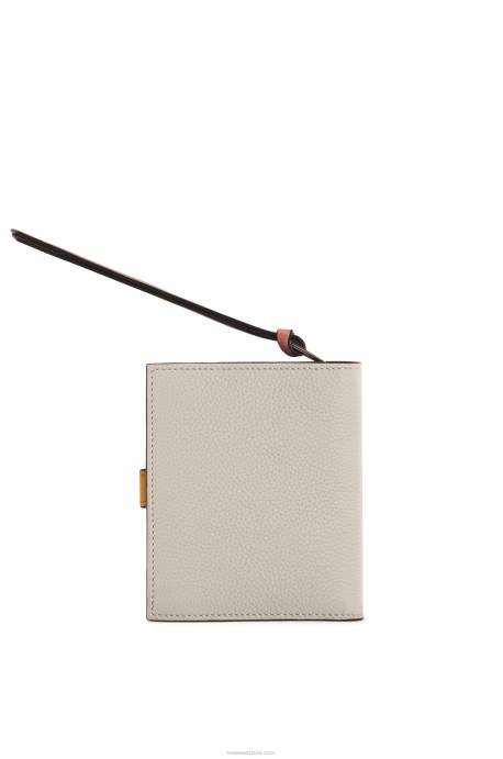 Loewe mujer cartera compacta con cremallera de suave piel de becerro granulada LP641222 avena ligera/miel