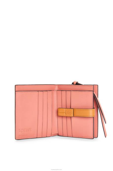 Loewe mujer cartera compacta con cremallera de suave piel de becerro granulada LP641222 avena ligera/miel