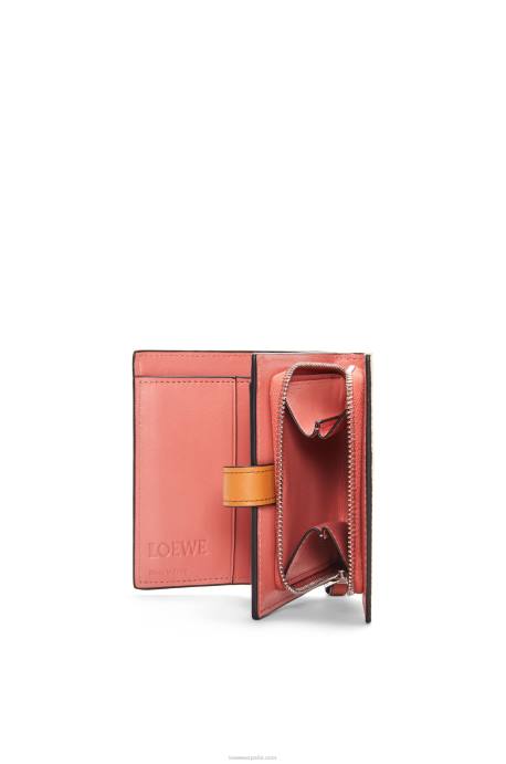 Loewe mujer cartera compacta con cremallera de suave piel de becerro granulada LP641222 avena ligera/miel