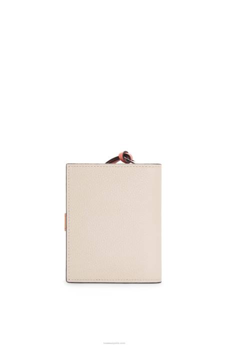 Loewe mujer cartera compacta con cremallera de suave piel de becerro granulada LP641222 avena ligera/miel