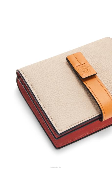 Loewe mujer cartera compacta con cremallera de suave piel de becerro granulada LP641222 avena ligera/miel