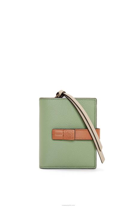 Loewe mujer cartera compacta con cremallera de suave piel de becerro granulada LP641226 romero/bronceado