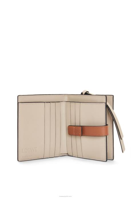 Loewe mujer cartera compacta con cremallera de suave piel de becerro granulada LP641226 romero/bronceado